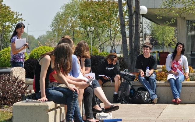 Students on MCCC Courtyard